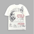 DarcSports Flame Skull Premium Oversized Tee inCream